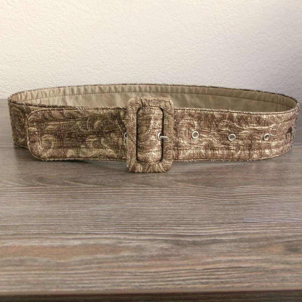 Shimmery Brocade Fabric Gold Belt S / M
